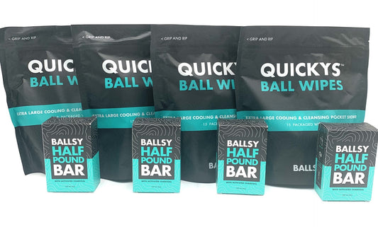 Ballsy Quickys Ball Wipes and Half Pound Bar Soap 4 of Each.